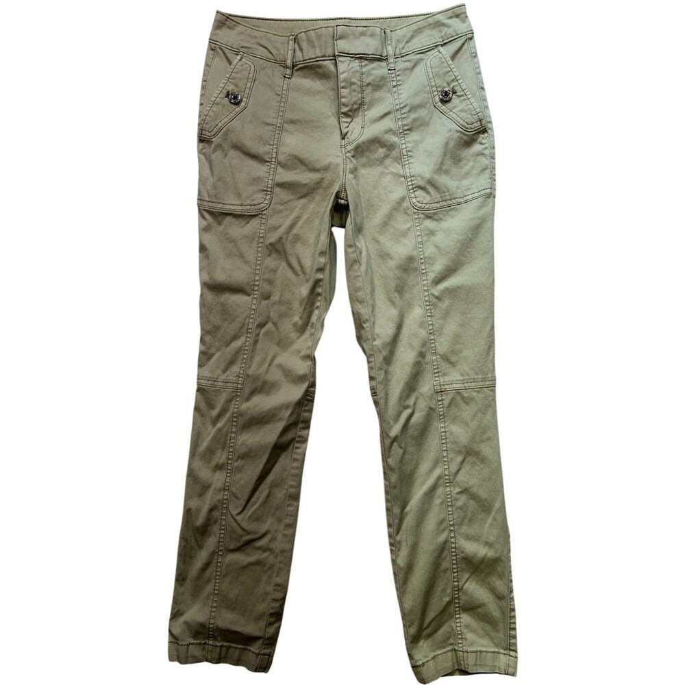 Pret-A-Jet Women's Slim Ankle Pants High Waist Stretch Size 2 Olive Green Casual